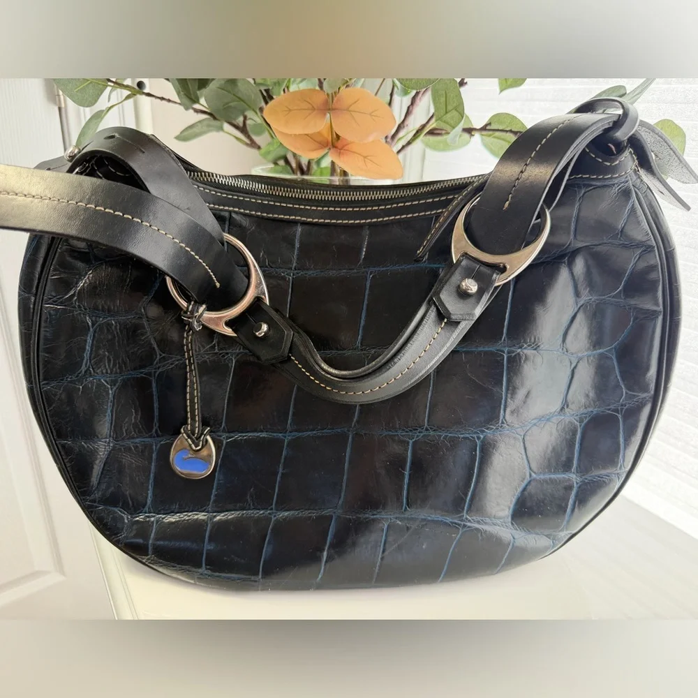 Dooney & Bourke Alto Croc Embossed Leather Satchel Tote - Vintage Italian Made - Picture 2 of 9